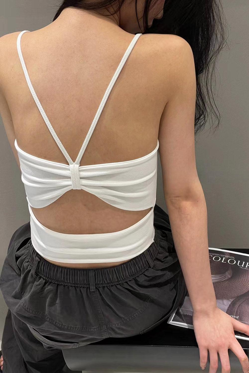 Olivia Ribbon Back Crop Top - Yan's Singapore