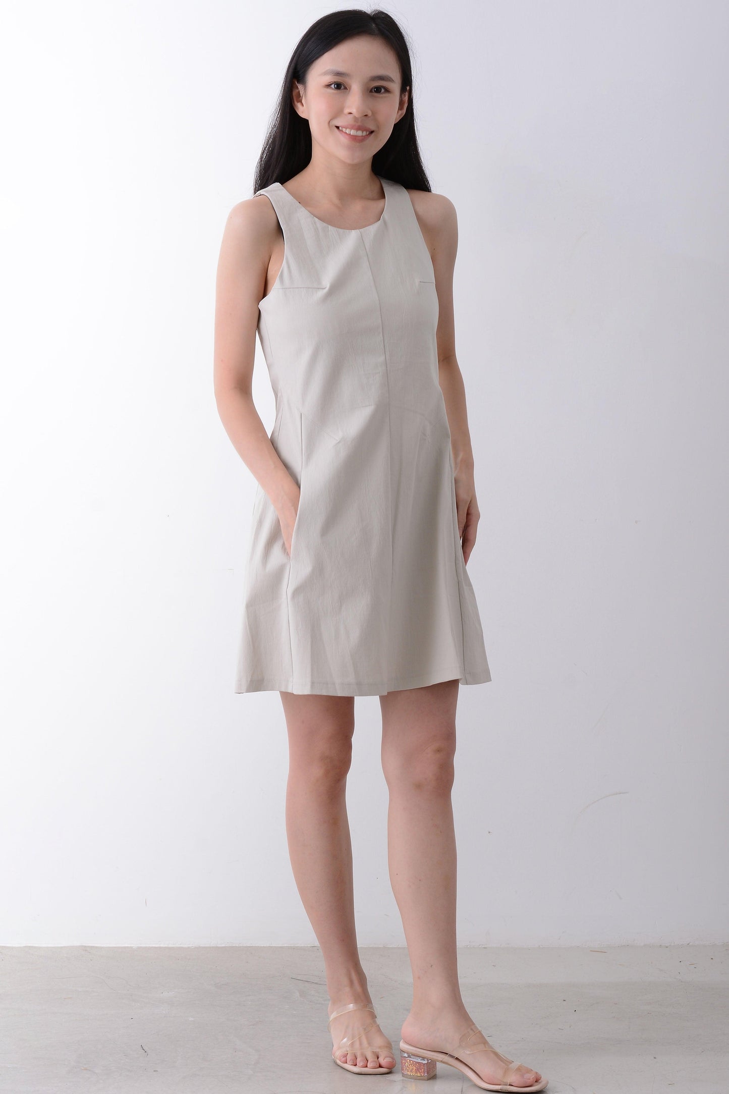 Sleeveless Mini Office Dress With Pocket - Yan's Singapore