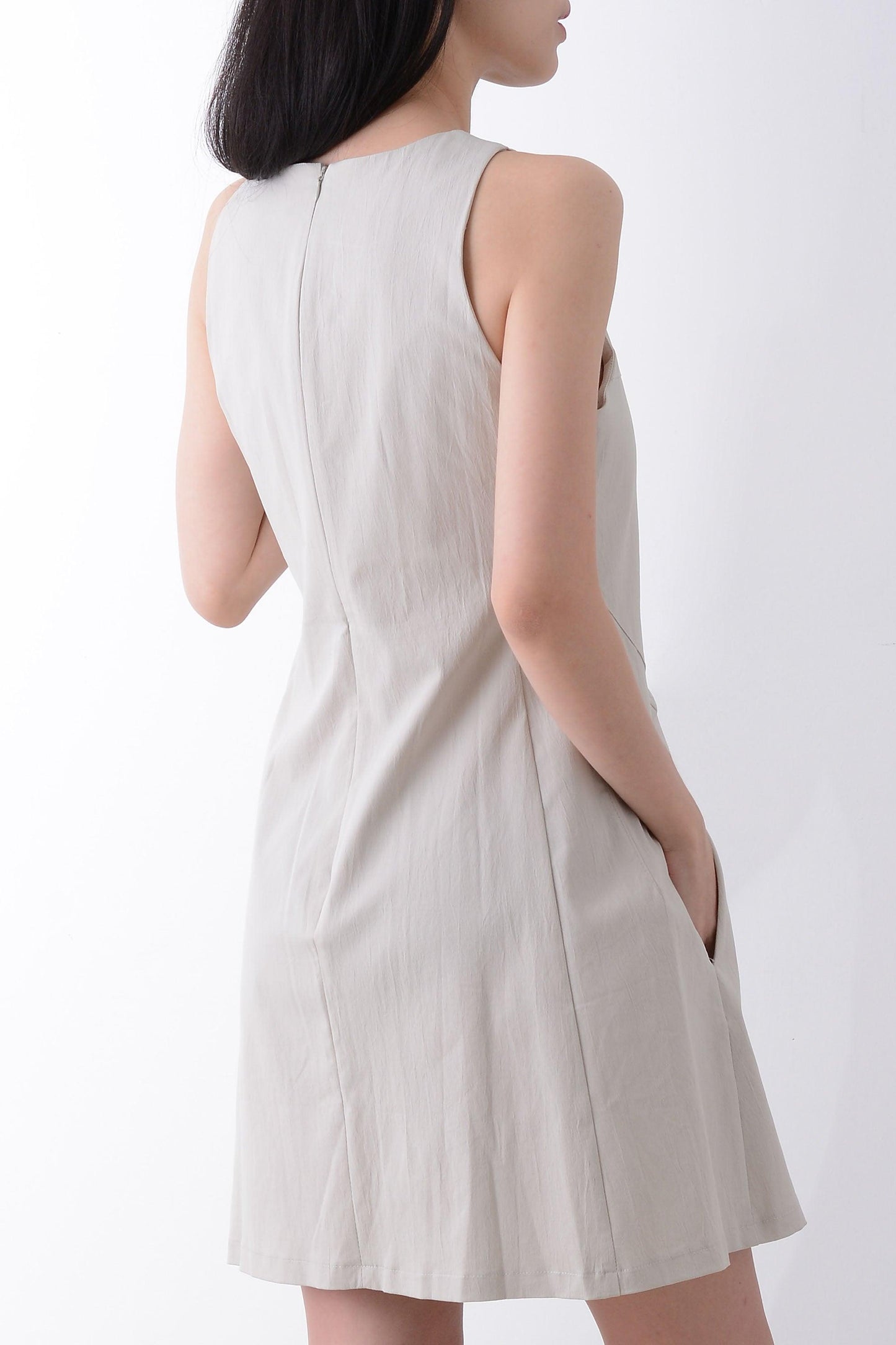 Sleeveless Mini Office Dress With Pocket - Yan's Singapore