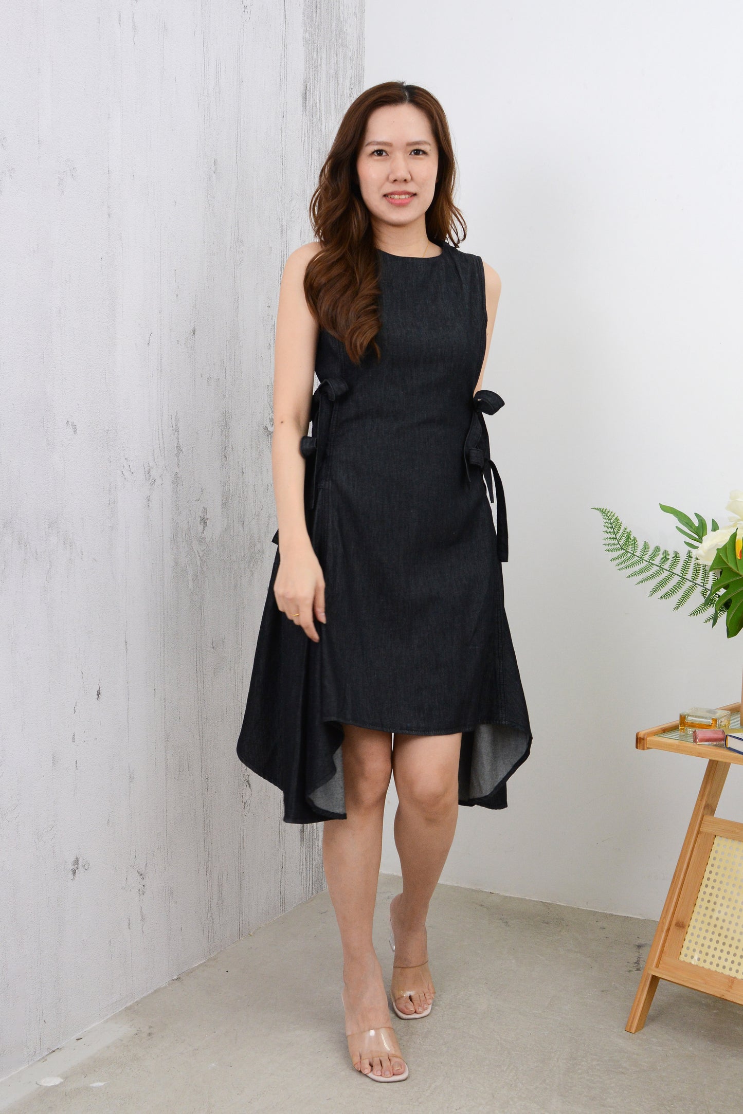 Elena Asymmetric Hem Denim Dress