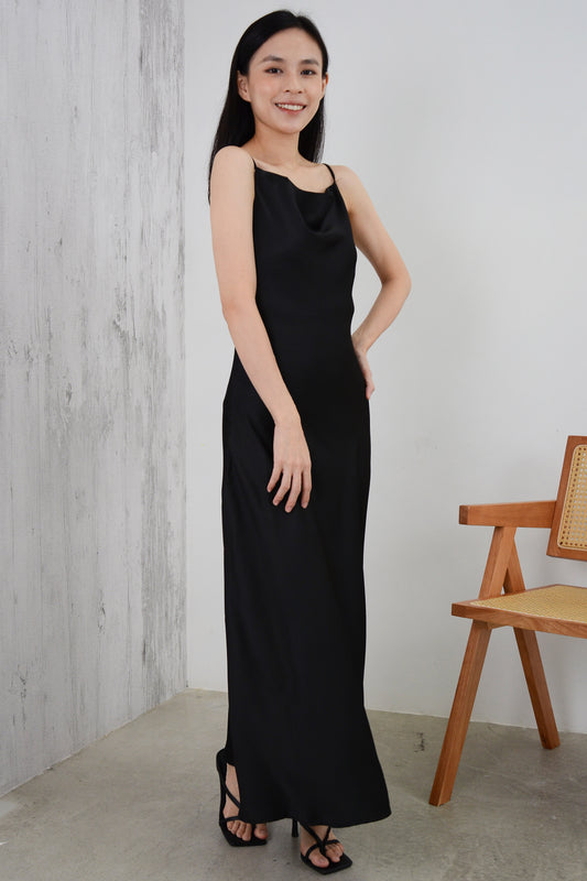 Spaghetti Strap Column Dress - Black