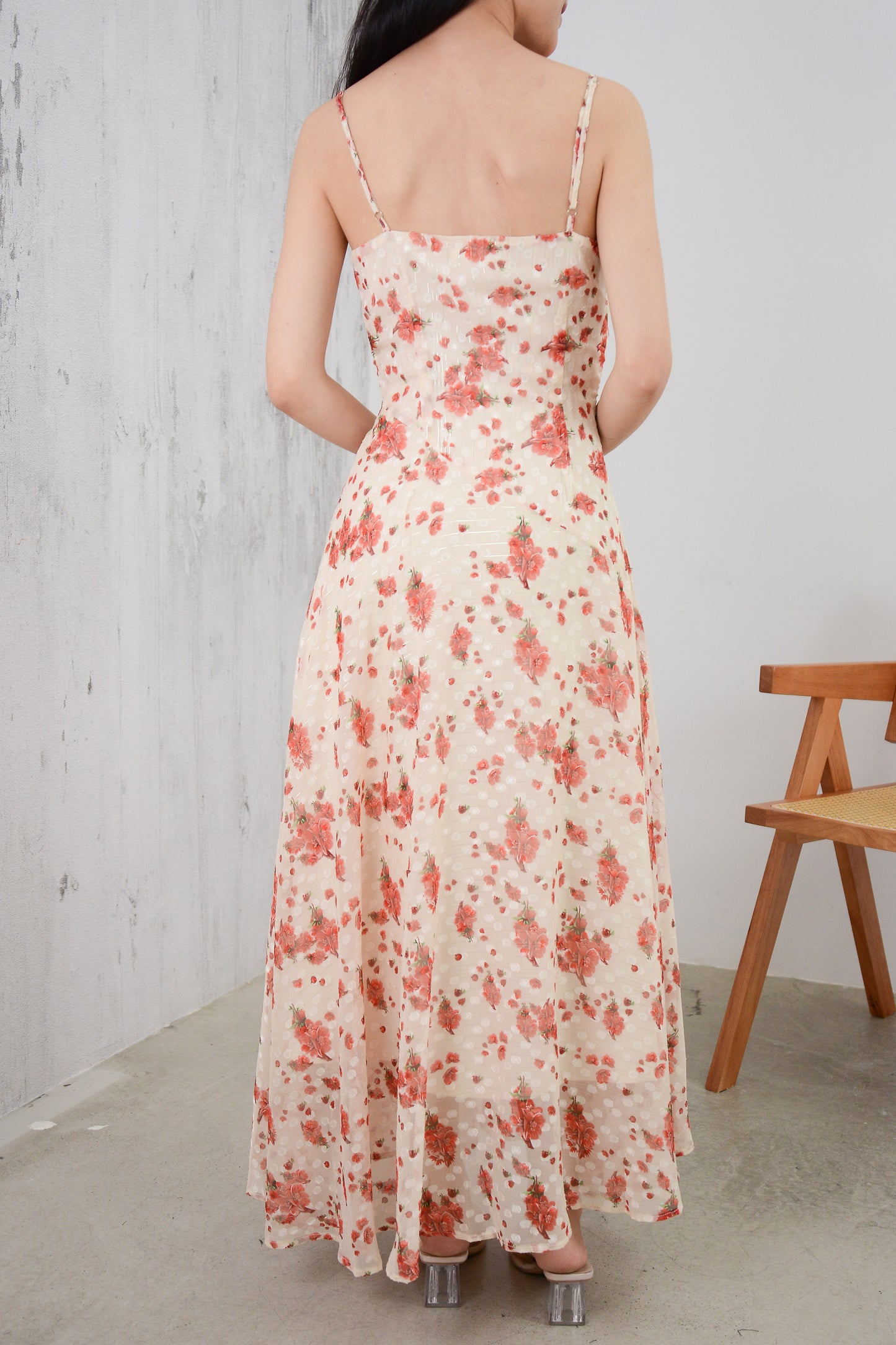 Ava Floral Embroidered Pleated Maxi Dress