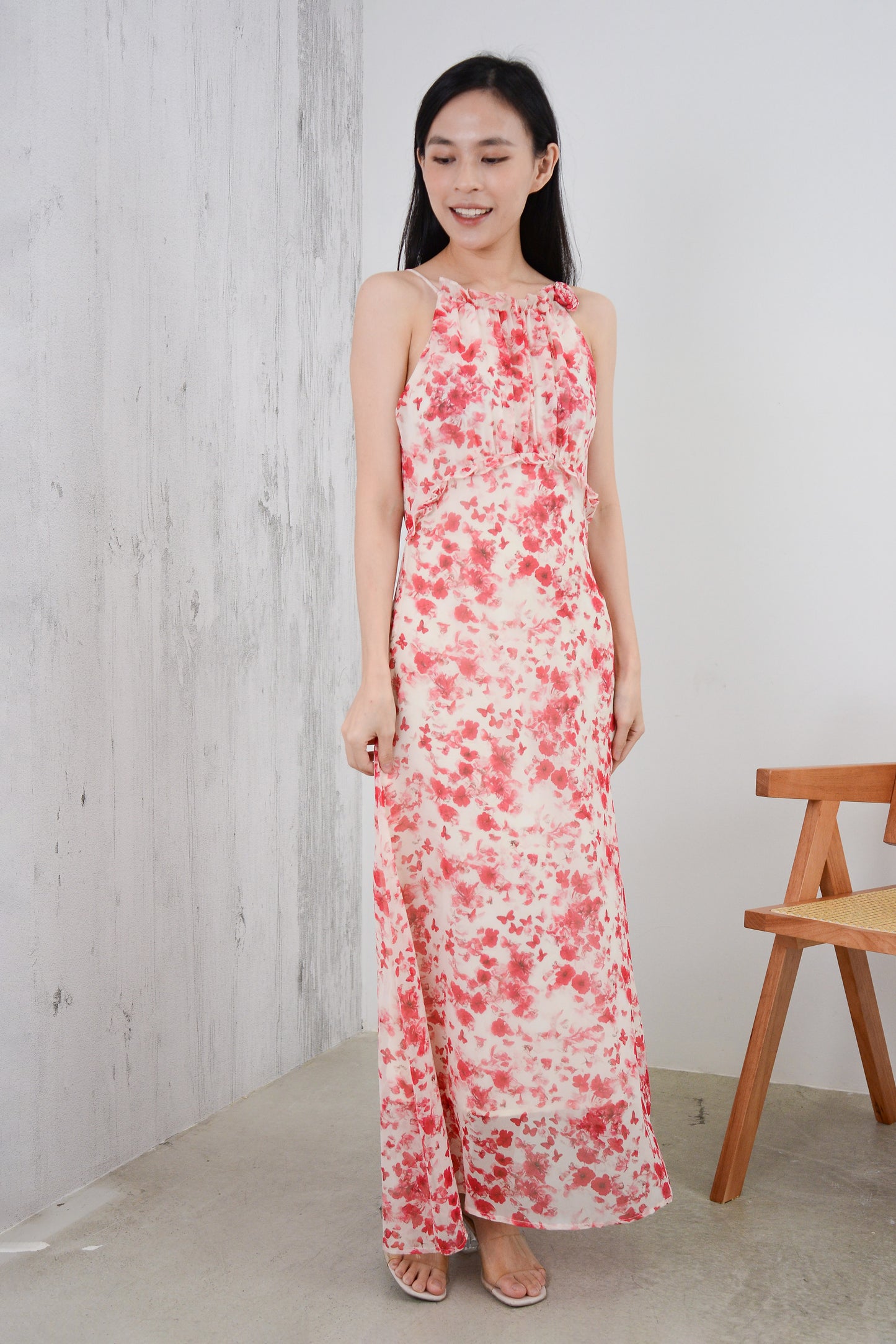 Lunar Floral Strappy Maxi Dress - Pink