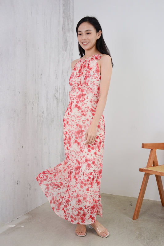 Lunar Floral Strappy Maxi Dress - Pink