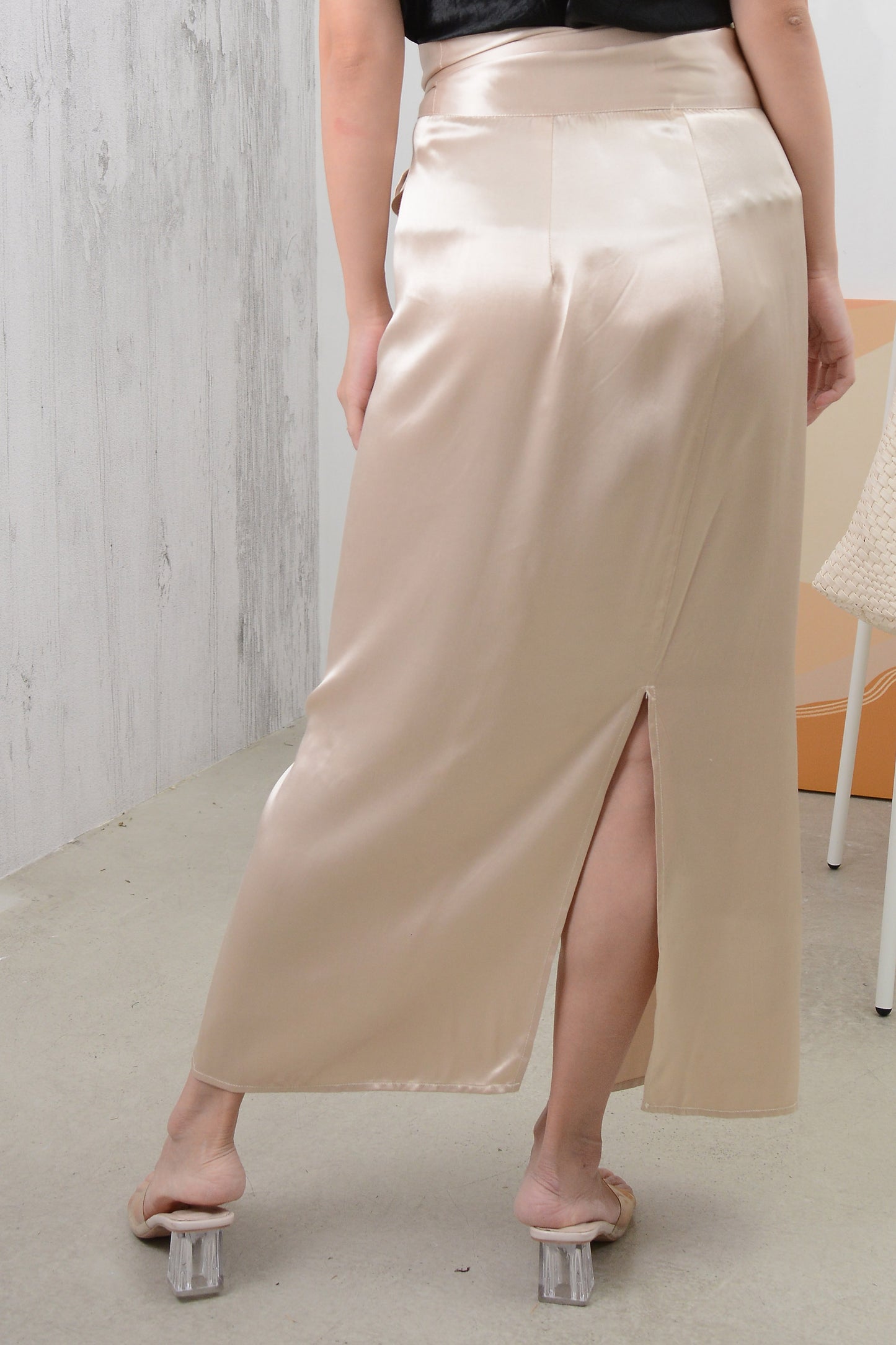 Satin Ribbon Wrap Skirt