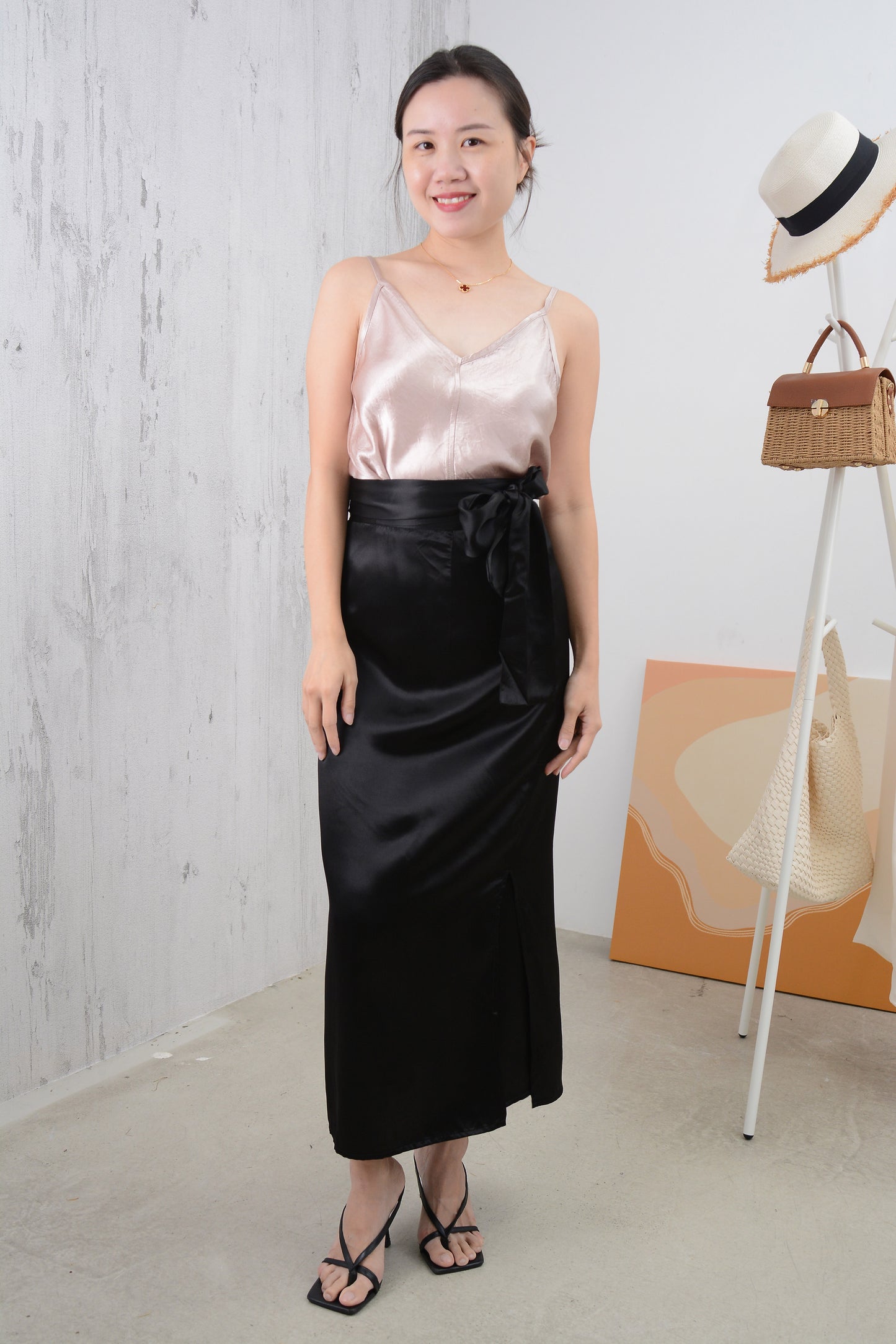 Satin Ribbon Wrap Skirt