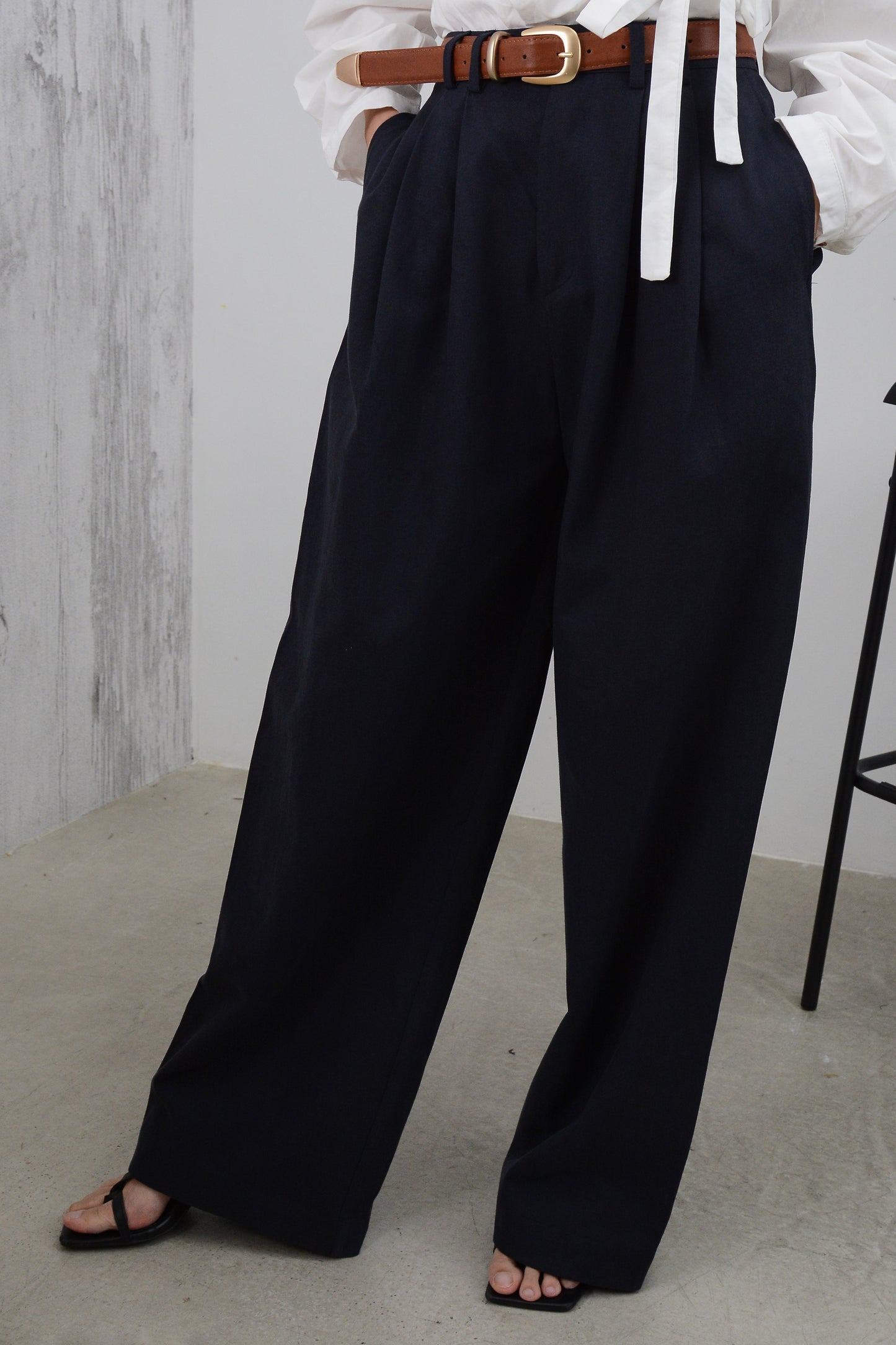 Wide-Leg Trousers With Belt